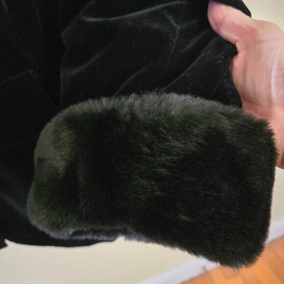 Gallery Vintage Black Faux Suede Faux Fur Trim Full Zip Black Jacket Size 1X - Picture 5 of 10